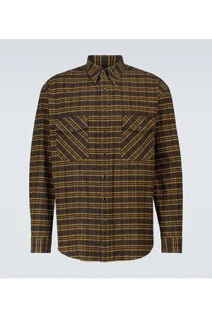 Auralee Camisa de cuadros en seda y algodón