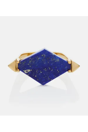 Aliita Anillo Deco Rombo de oro de 9ct con lapislázuli