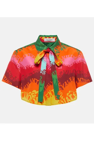 VALENTINO Crop top de seda y aldogón