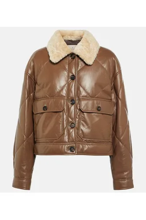 Brunello Cucinelli Chaqueta de piel con borrego