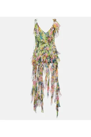 DRIES VAN NOTEN Top de seda estampado con volantes