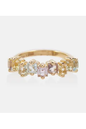 Suzanne Kalan Anillo de oro de 14 ct Pastel Rainbow con zafiros