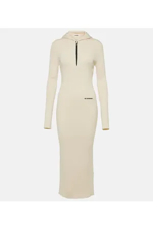 Jil Sander Vestido midi en mezcla de lana
