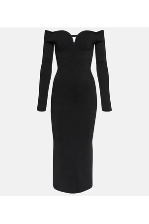 GALVAN Vestido midi Grace con hombros descubiertos