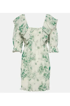 Ganni Vestido corto de georgette plisado