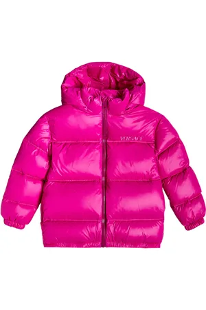 VERSACE Chaqueta con capucha y paneles de plumas