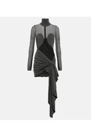 Alaïa Alaïa Vestido corto de lana y malla drapeado