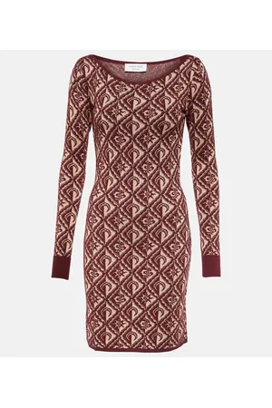 Marine Serre Vestido corto en jacquard con Moon Diamant