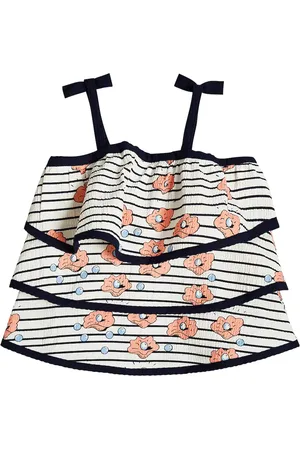 Mini Rodini Top de algodón a rayas escalonado