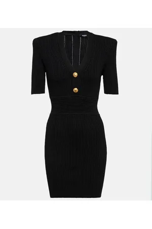 Balmain Vestido corto acanalado