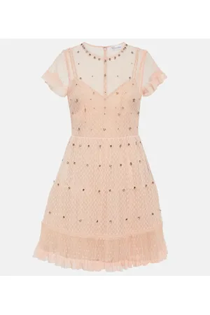 RED Valentino Vestido corto de tul plumeti adornado