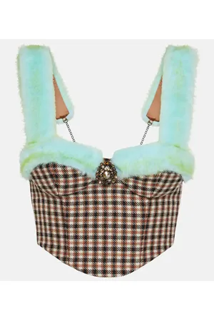 AREA Bustier con ribete de pelo sintético