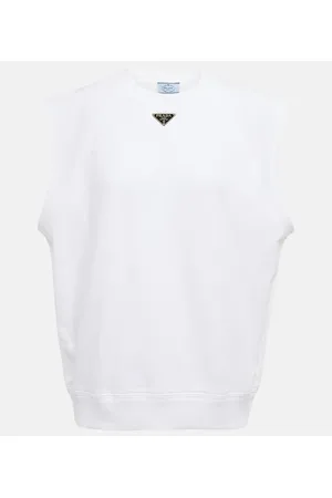 Prada Top en jersey de algodón con logo