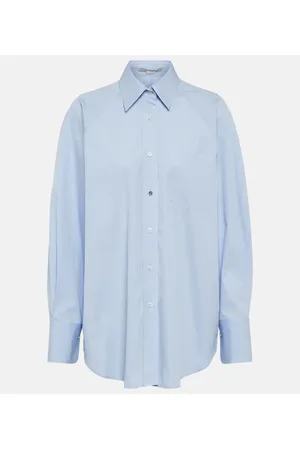Stella McCartney Camisa de algodón con mangas abullonada
