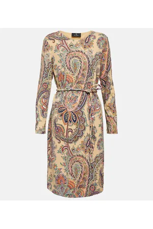 Etro Vestido corto paisley con cinturón