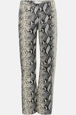 Victoria Beckham Pantalones rectos de piel estampados