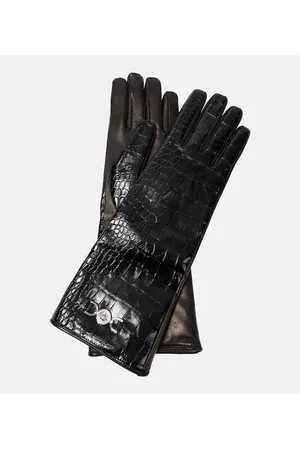 VERSACE Guantes de piel efecto cocodrilo