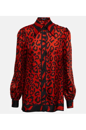 Dolce & Gabbana Camisa de seda con estampado de leopardo