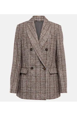 Brunello Cucinelli Blazer cruzado en mezcla de lana