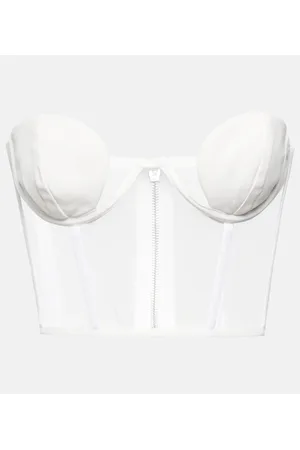 Nensi Dojaka Bustier de novia en crepé con paneles de tul