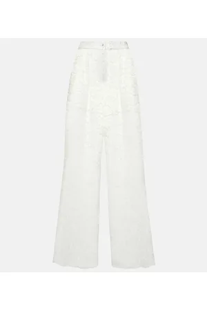 Dolce & Gabbana Pantalones anchos de encaje de tiro alto
