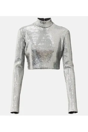 DAVID KOMA Crop top con lentejuelas
