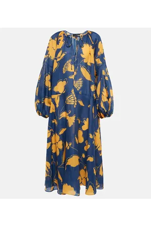 Lee Mathews Vestido midi Malorie de ramio floral