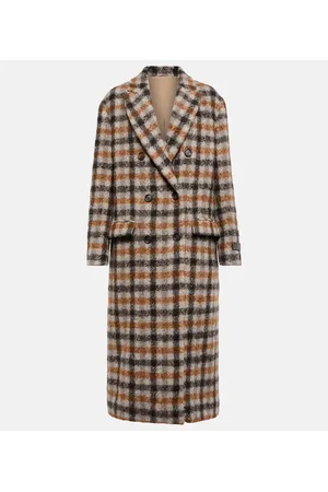Brunello Cucinelli Abrigo cruzado en lana de alpaca