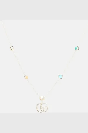 Gucci Collar GG Marmont de plata esterlina con adornos de topacio y nácar