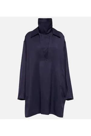 Jil Sander Vestido corto de satén de cuello alto