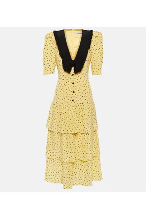 Alessandra Rich Vestido midi de seda floral