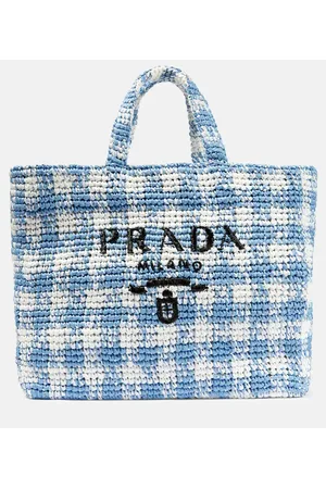 Prada Shopper de efecto rafia con logo