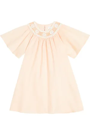 Chloé Chloé Kids Vestido de algodón con ribete de croché
