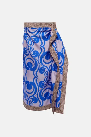 DRIES VAN NOTEN Falda envolvente de sarga de seda estampada