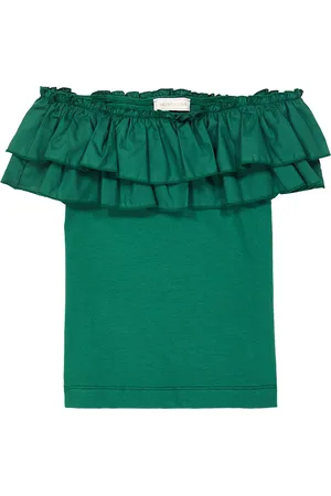 MONNALISA Top de jersey de mezcla de algodón con volantes