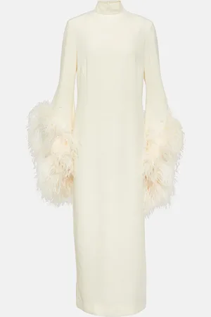 ‎Taller Marmo‎ Vestido midi Del Rio con plumas