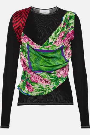 Marine Serre Top Silk Scarves de jersey drapeado