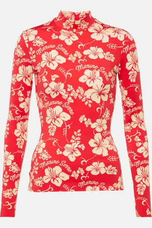 Marine Serre Top Second Skin de jersey estampado
