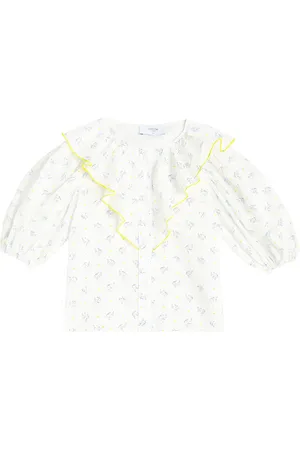 PAADE Camisa de algodón floral fruncido