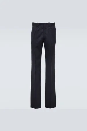 Maison Margiela Pantalones rectos de lana en espiga