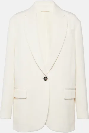 Brunello Cucinelli Blazer de algodón y lino espigado