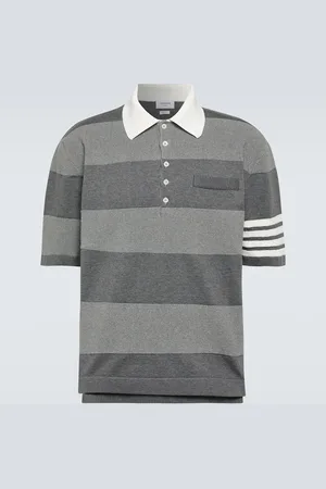 Thom Browne Polo de algodón a rayas con 4-Bar