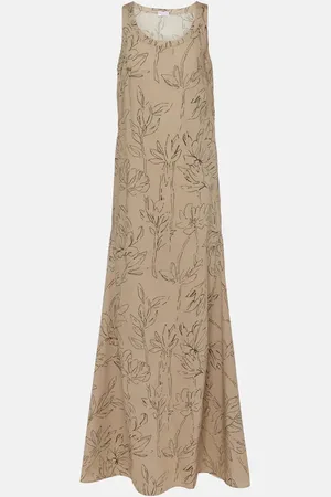 Brunello Cucinelli Vestido largo de algodón floral