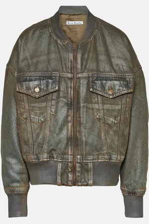 Acne Studios Bomber en denim revestido cropped