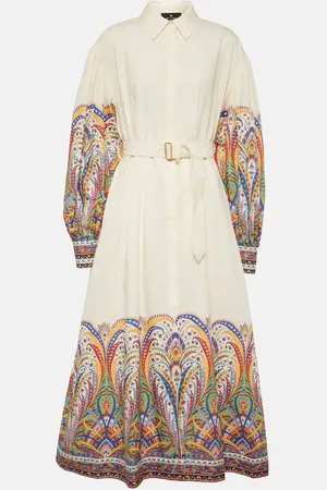 Etro Vestido camisero de popelín de algodón con paisley