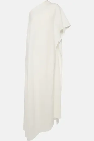 VALENTINO Vestido midi de seda asimétrico con capa
