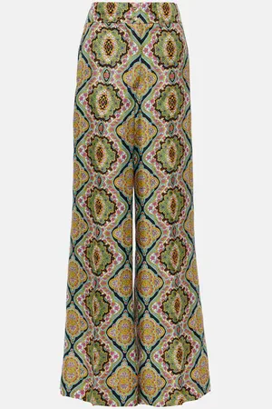 Etro Pantalones anchos de seda estampados