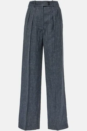 Loro Piana Pantalones rectos de tiro alto a rayas