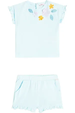 Il gufo Bebé - set de blusa y shorts de algodón con apliques