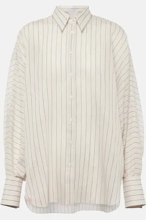 Brunello Cucinelli Camisa de lamé de mezcla de algodón